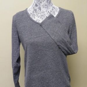 Ann Taylor Loft Vintage Soft Long Sleeve Tee Gray